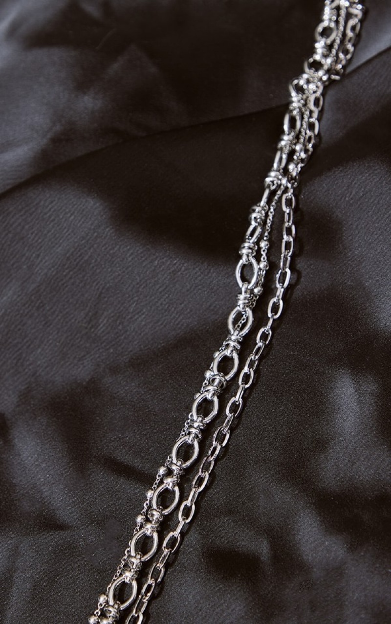 Silver Pretty Little Thing Ball Chain Layered Jewelry | LJCXOZV-45