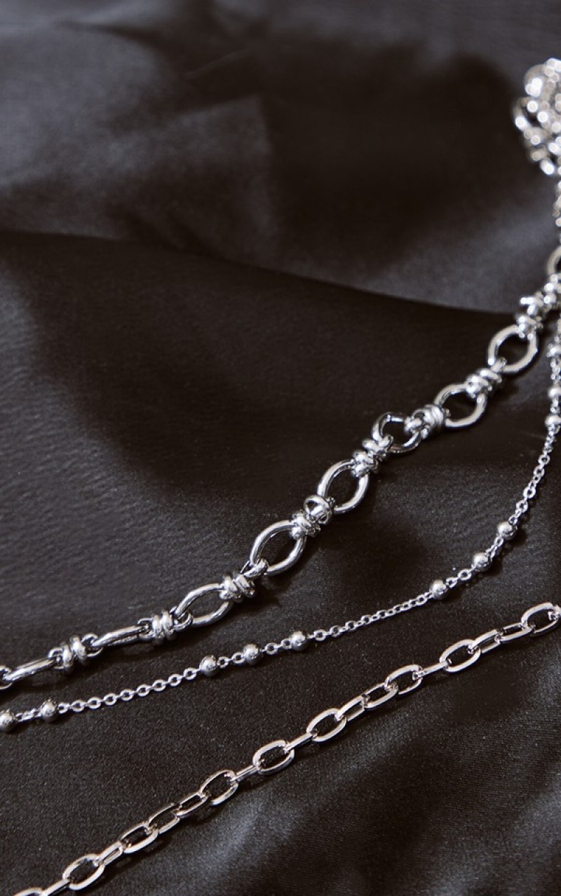 Silver Pretty Little Thing Ball Chain Layered Jewelry | LJCXOZV-45