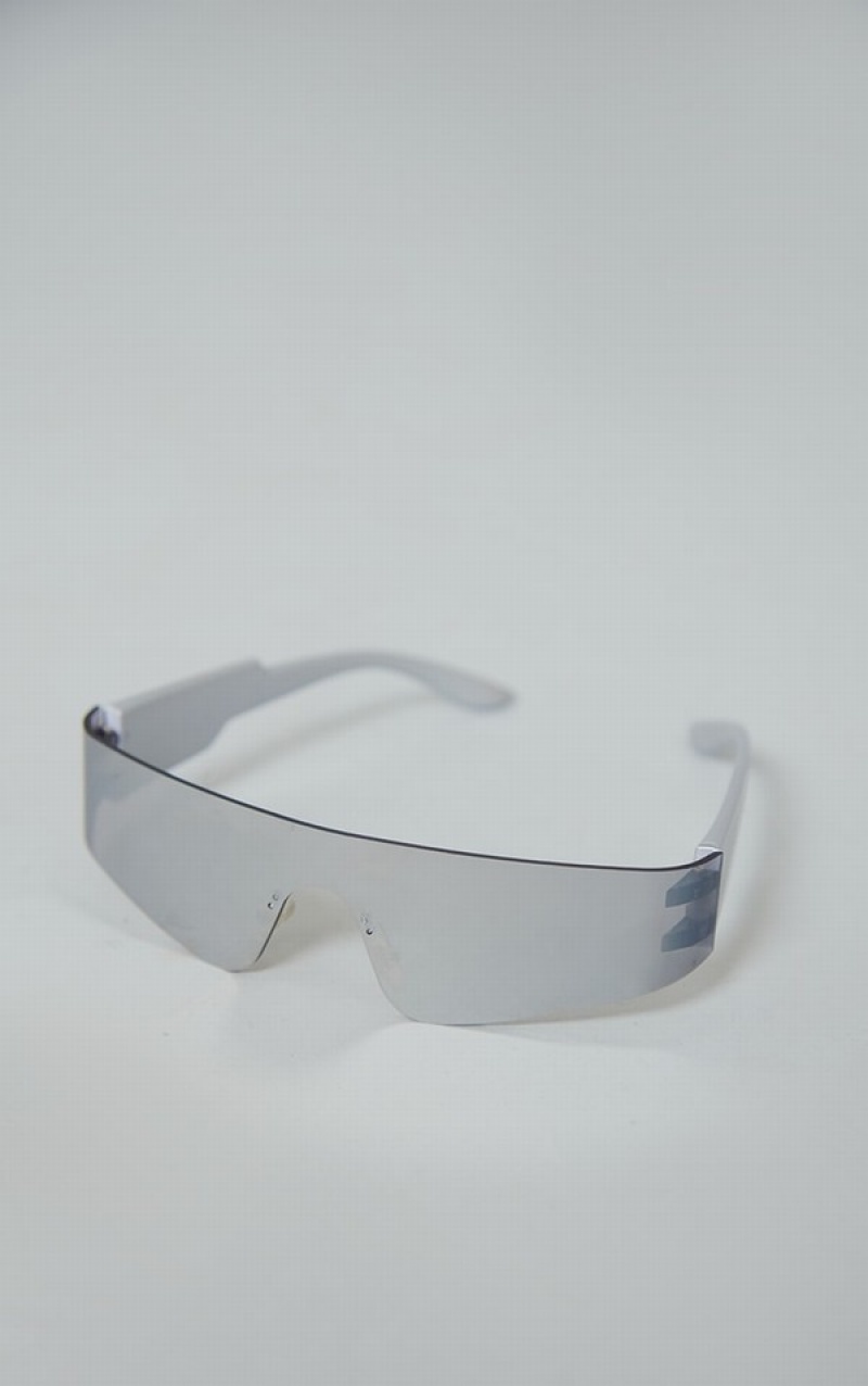 Silver Pretty Little Thing Metal Sporty Visor Sunglasses | XYPKZQS-20