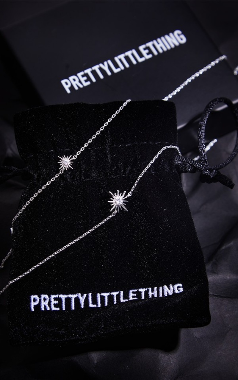 Silver Pretty Little Thing Real Plated Star Diamante Jewelry | BZCDQOG-46