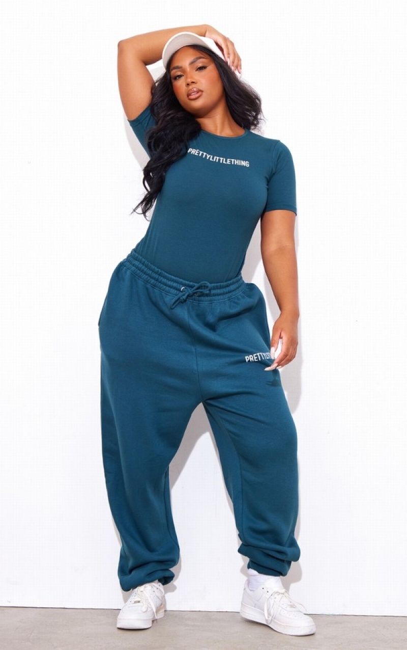 Turquoise Pretty Little Thing Plus Teal Sleeve Bodysuits | SAGJCZU-39