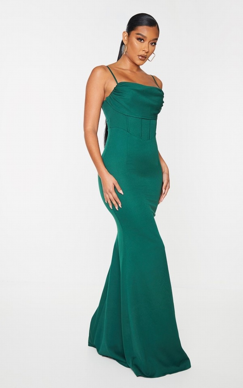 Turquoise / Green Pretty Little Thing Emerald Corset Draped Strappy Bridesmaid Dresses | ZUORTXD-54