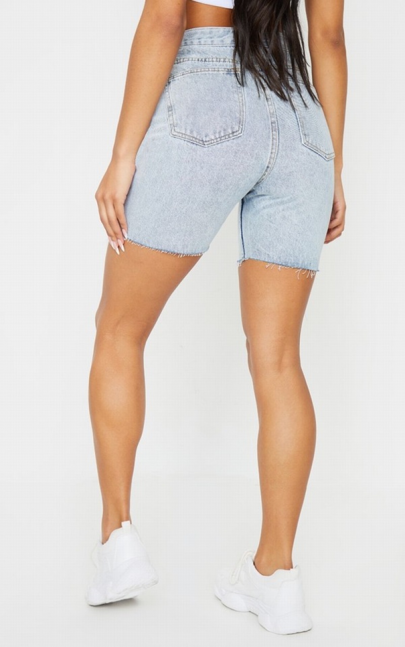 Wash Pretty Little Thing Bleach Wash Longline Fitted Shorts | GXDOITK-75