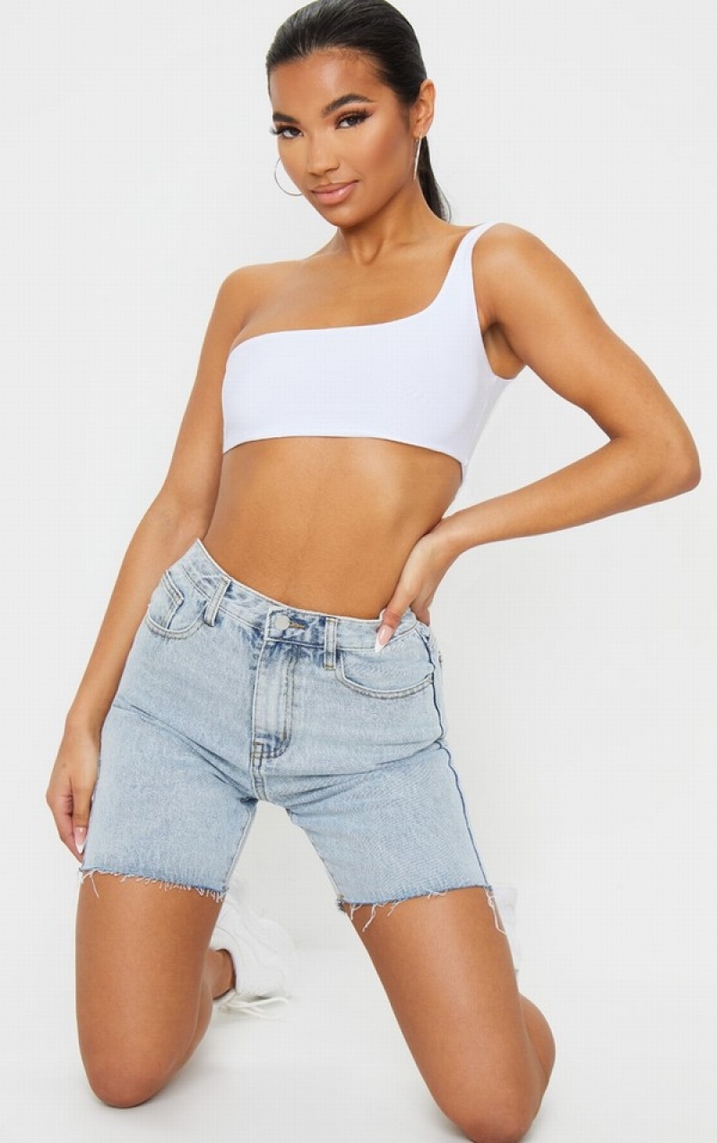 Wash Pretty Little Thing Bleach Wash Longline Fitted Shorts | GXDOITK-75