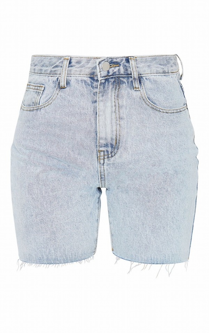 Wash Pretty Little Thing Bleach Wash Longline Fitted Shorts | GXDOITK-75