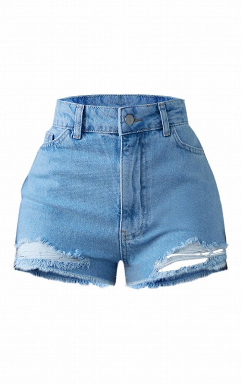 Wash Pretty Little Thing Shape Bleach Wash Ripped Shorts | VLJBPME-95