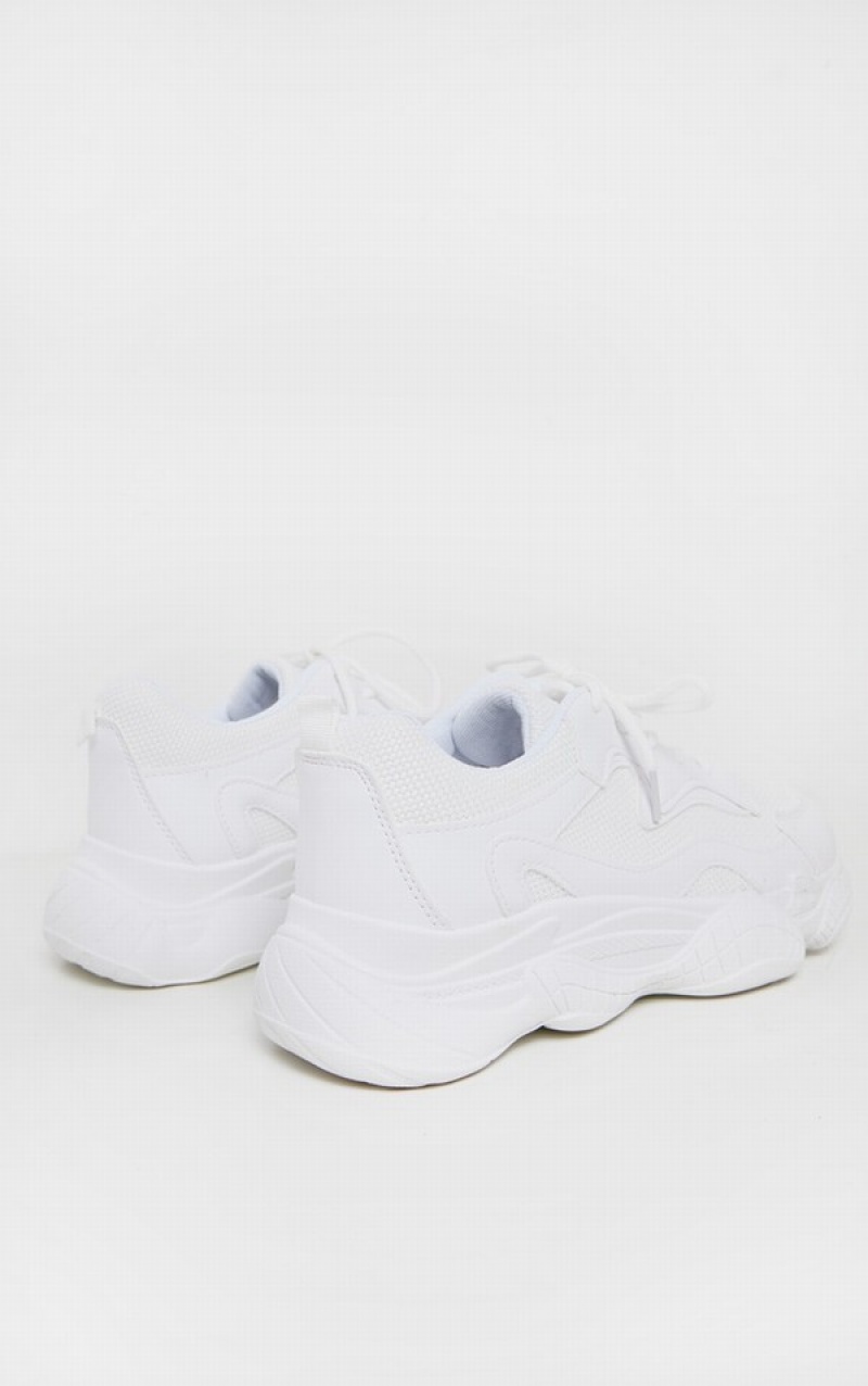 White Pretty Little Thing Bubble Sole Lace Up Sneakers | QKCHOGW-34