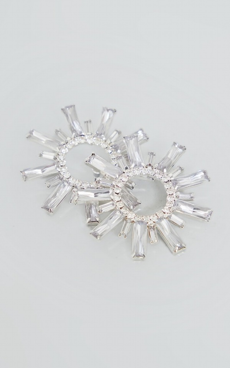 White Pretty Little Thing Clear uette Diamante Statement Jewelry | VFBHXAG-86