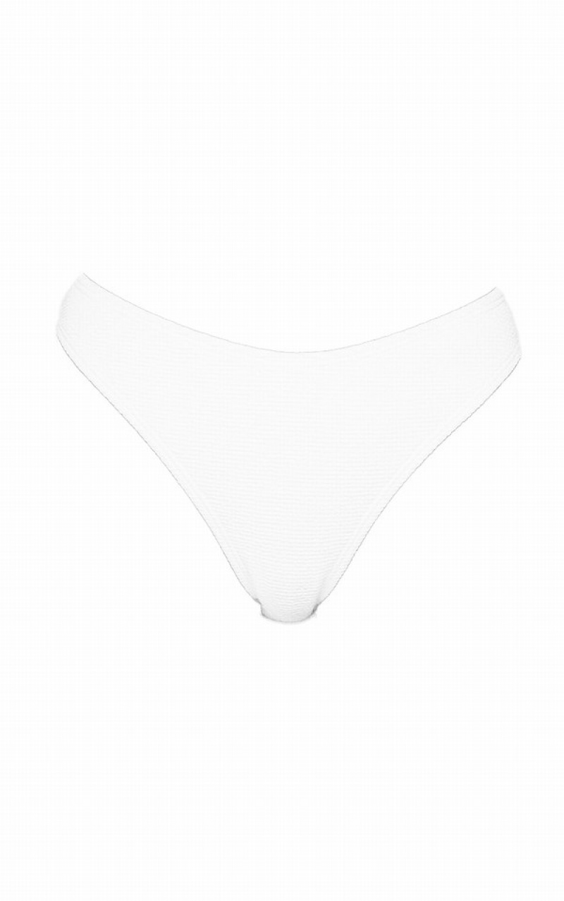 White Pretty Little Thing Crinkle Cheeky Bum Bikini Bottoms | ODYUAVJ-86