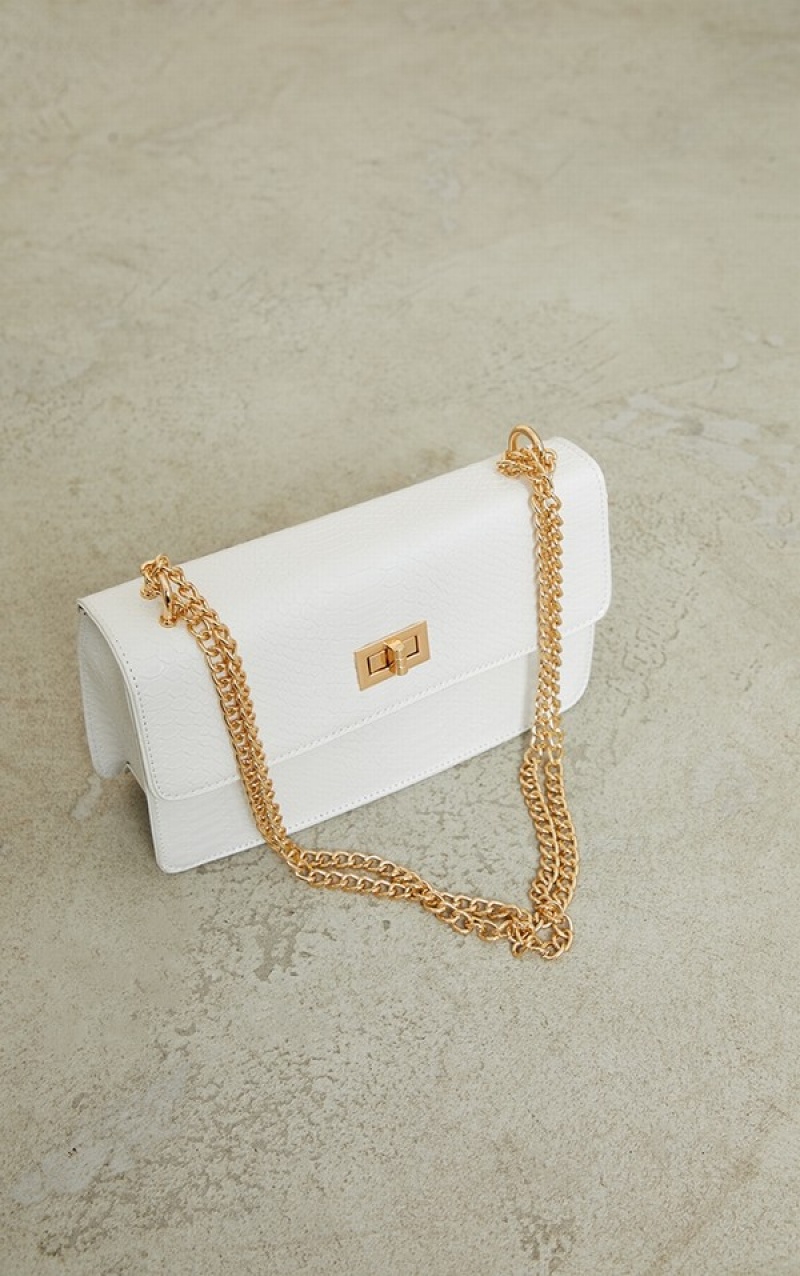 White Pretty Little Thing Croc Chain Cross Body Bags | XBPGLZF-49