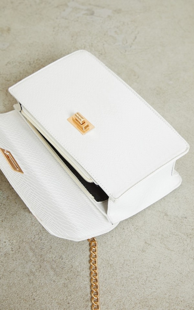 White Pretty Little Thing Croc Chain Cross Body Bags | XBPGLZF-49