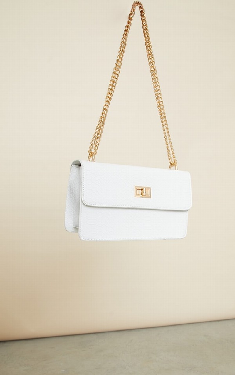 White Pretty Little Thing Croc Chain Cross Body Bags | XBPGLZF-49