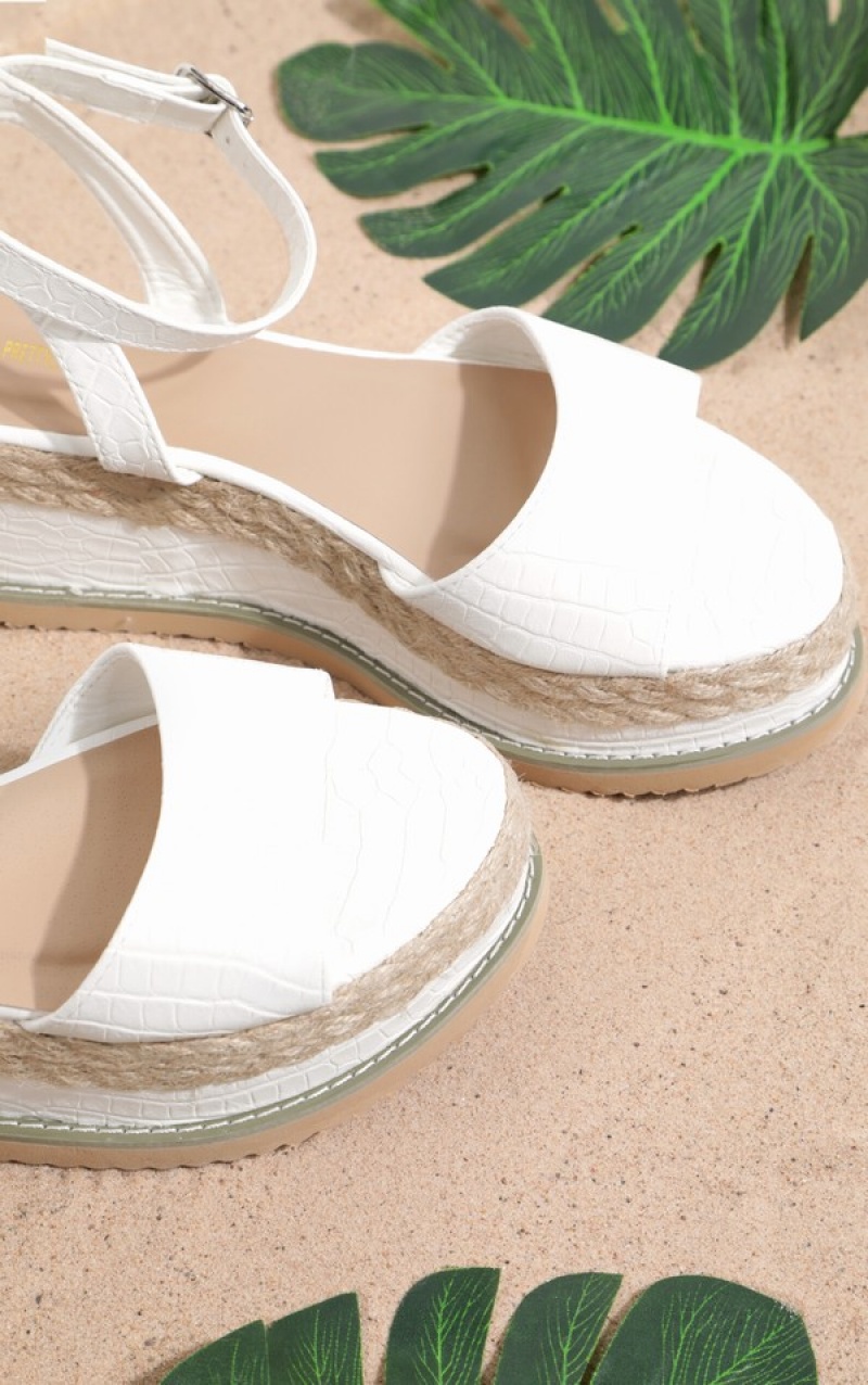 White Pretty Little Thing Croc Faux Leatherform Sandals | TGKHPFQ-97