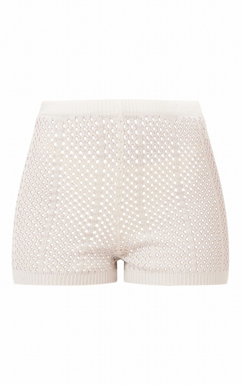 White Pretty Little Thing Crochety Shorts | EWHVGCZ-45