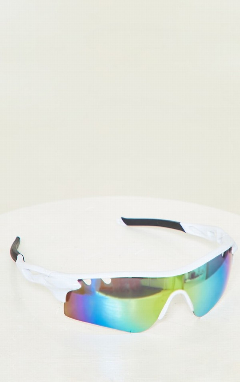 White Pretty Little Thing Cut Out Sporty Sunglasses | CKXNGSE-39