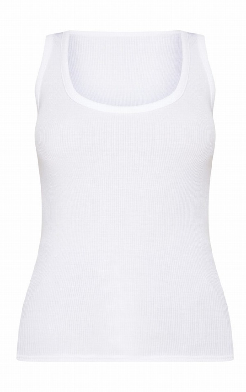 White Pretty Little Thing Fitted Rib Tanks | GXRWMYB-16