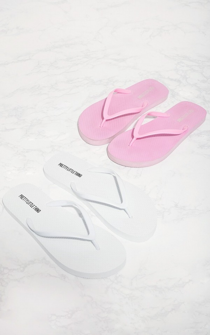 White Pretty Little Thing Flip Flop 2 Pack Flip Flops | KGDCPRW-25