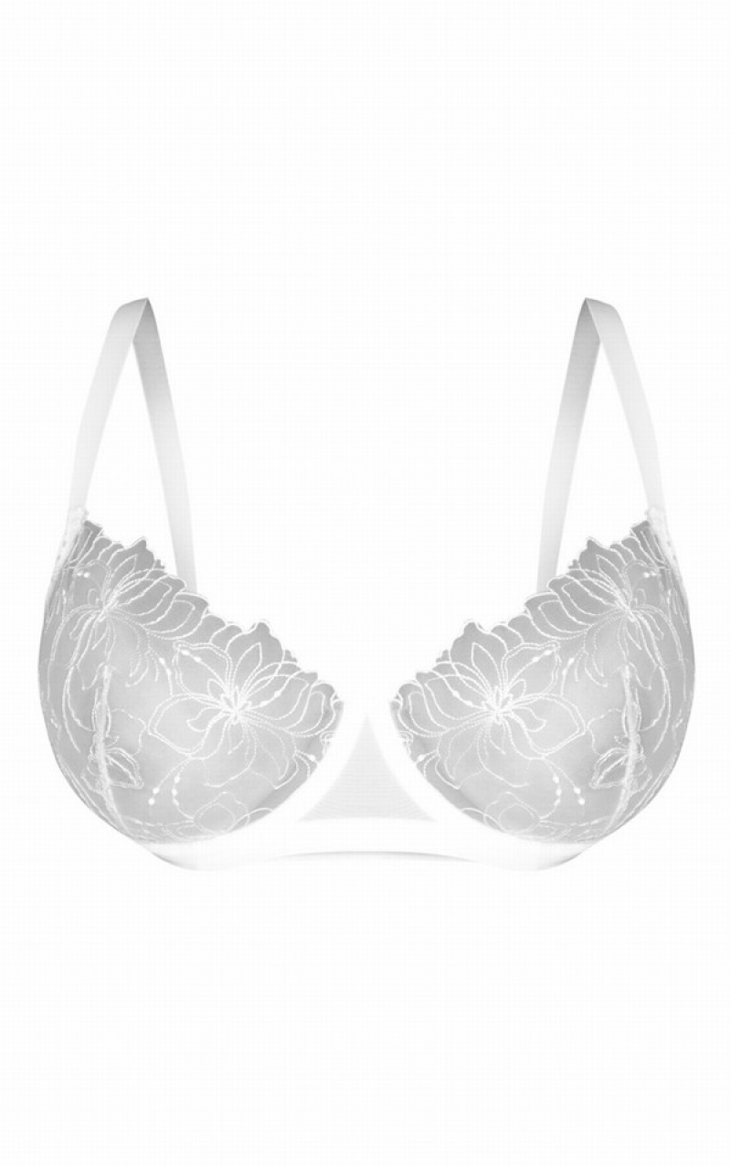 White Pretty Little Thing Floral EmbroideCup Sized Fuller Bust Underwired Lingerie | VMDBYPA-71