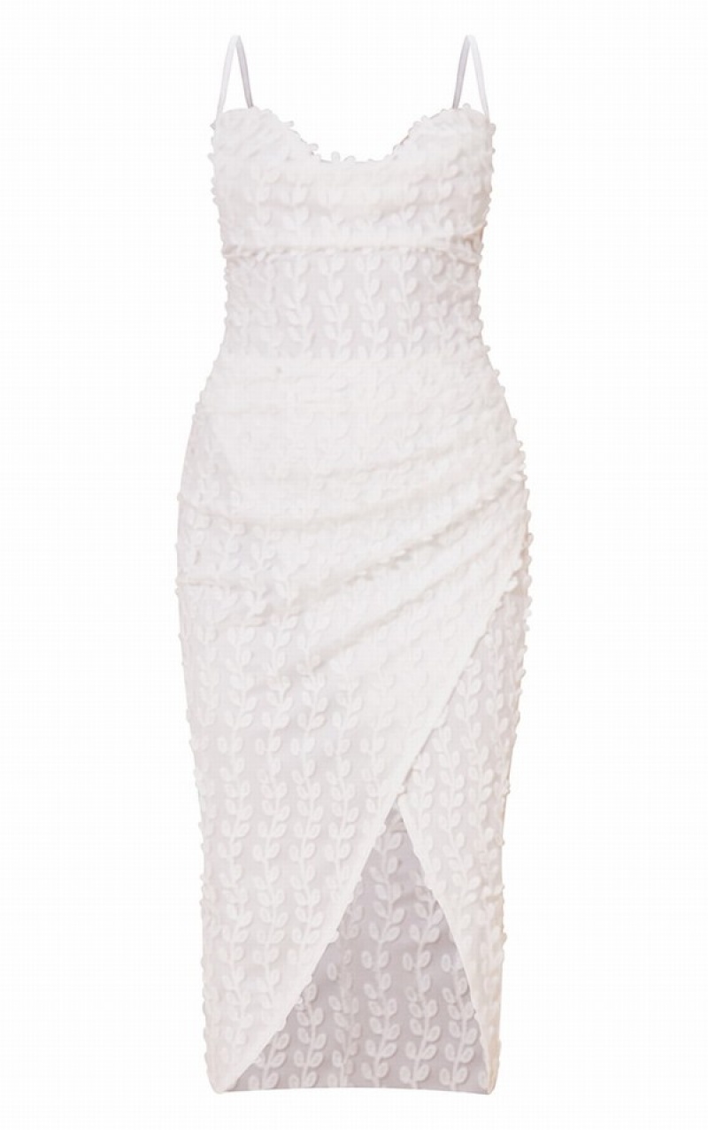 White Pretty Little Thing Lace Cowl Neck Lace Up Back Dresses | HUONCLQ-20