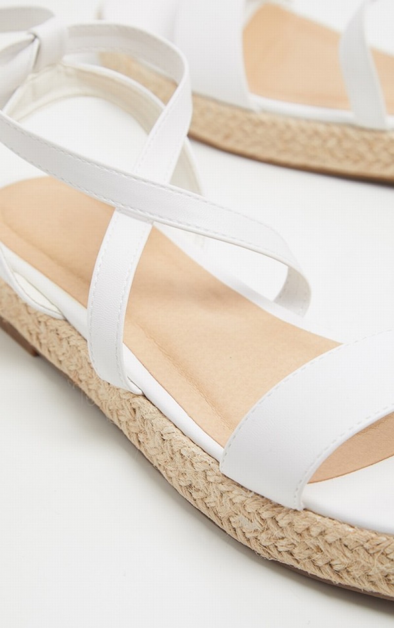 White Pretty Little Thing Lace Up Espadrilleform Sandals | VBIJKAL-86