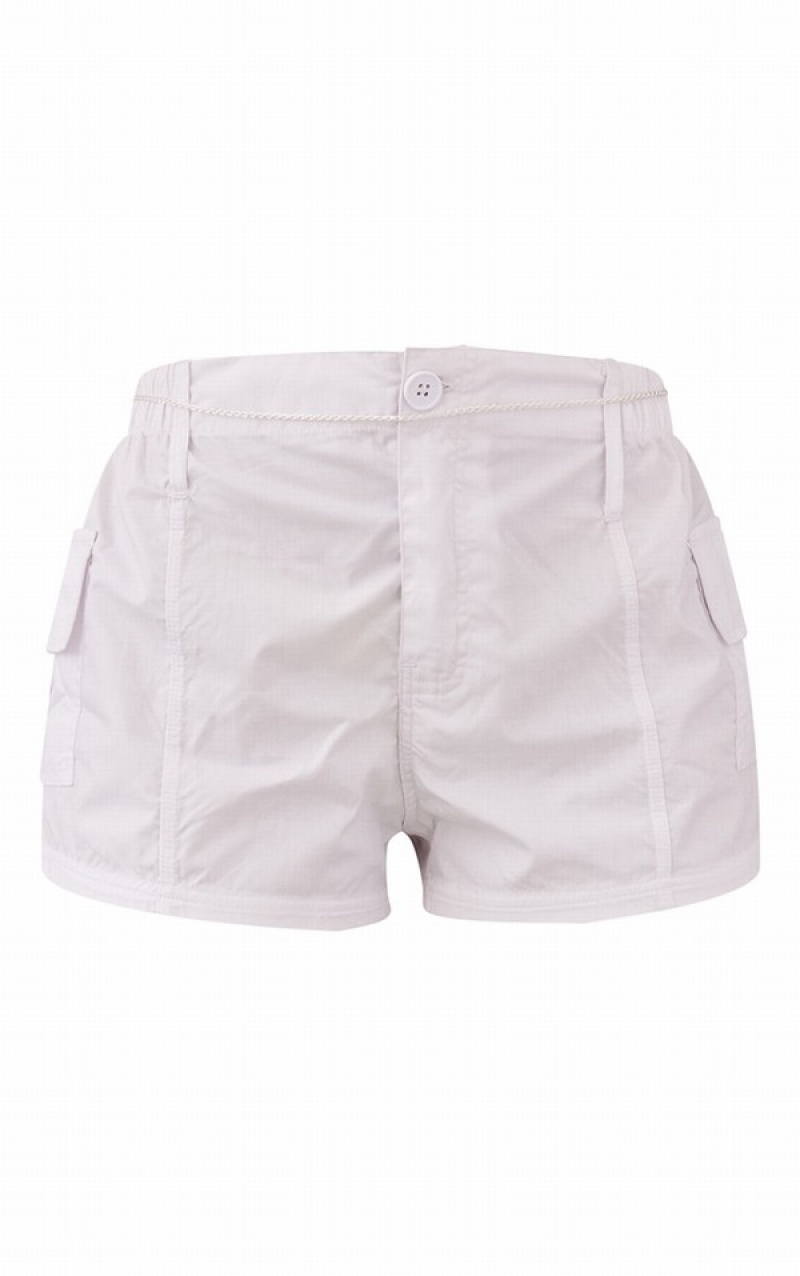 White Pretty Little Thing Lightweight Low Rise Cargo Shorts | HEFURCW-57