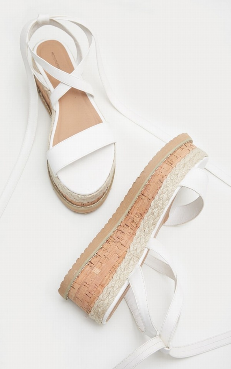 White Pretty Little Thing Niella Espadrilleform Sandals | LYVHKAF-48