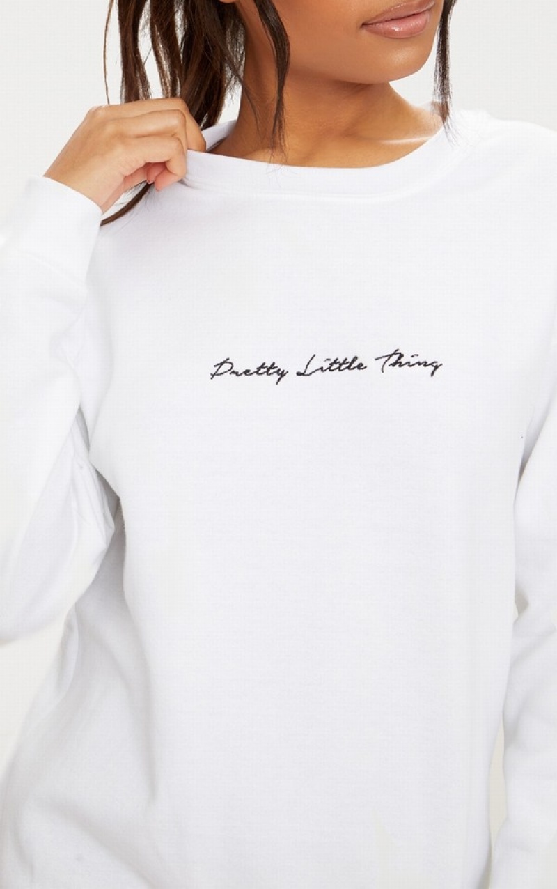 White Pretty Little Thing Oversized Basic Sweatshirts | UZALGSV-58