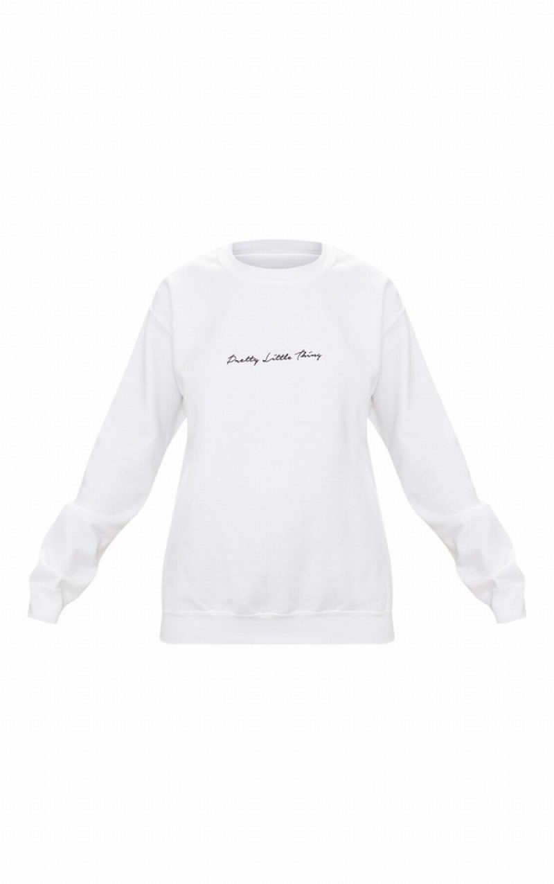 White Pretty Little Thing Oversized Basic Sweatshirts | UZALGSV-58