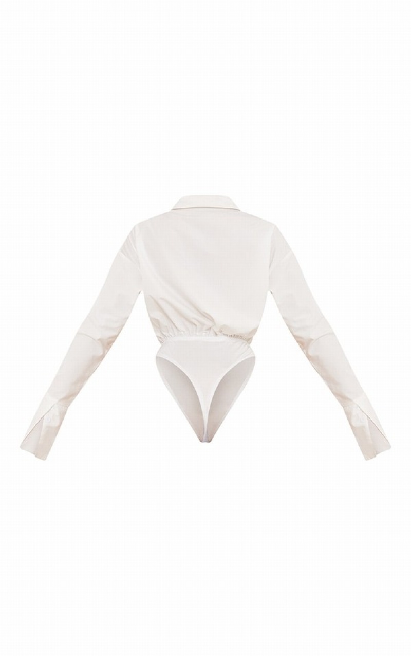 White Pretty Little Thing Oversized Bodysuits | QBSUJIX-67