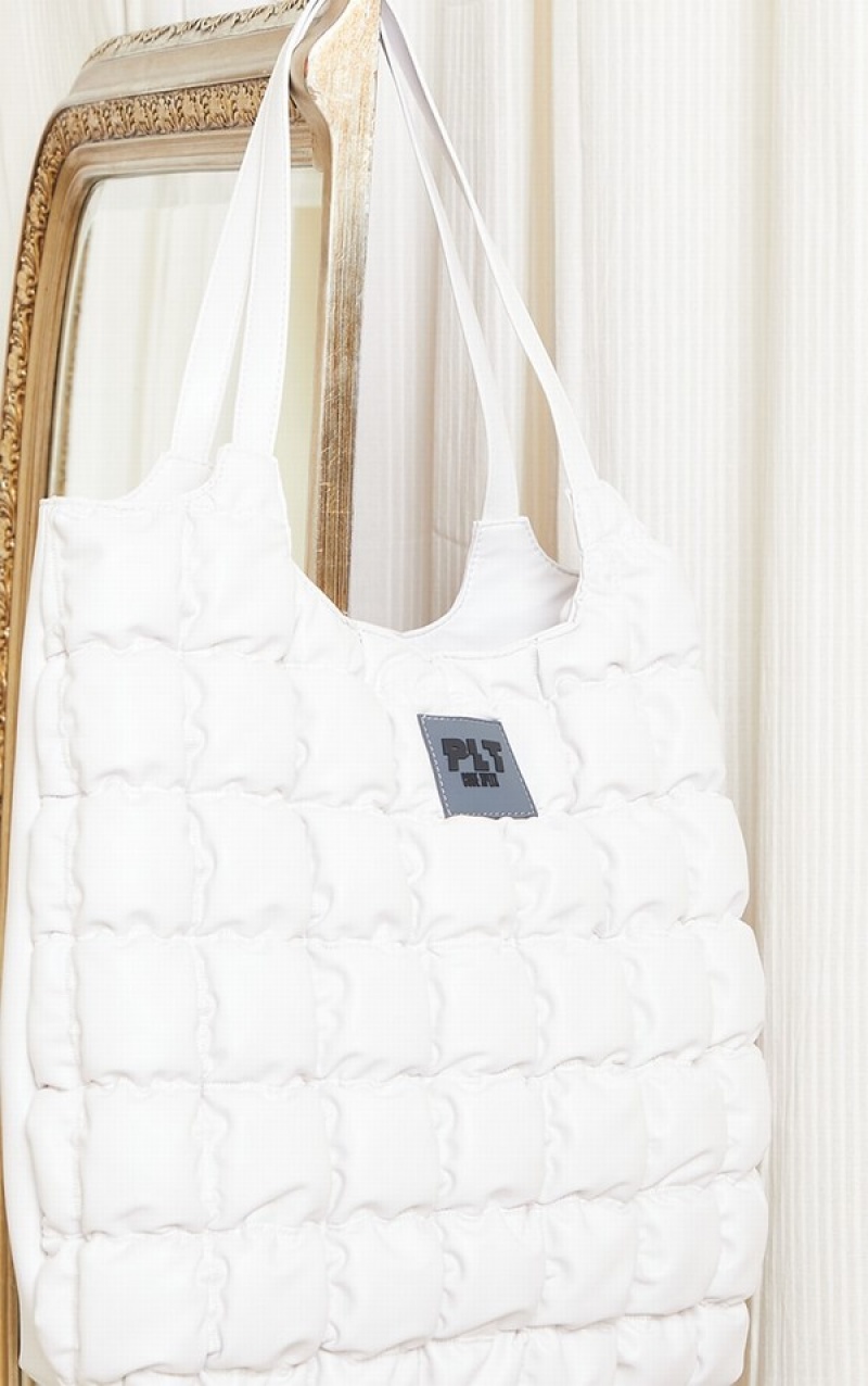 White Pretty Little Thing Padded Tote Bags | GDQNUOW-18