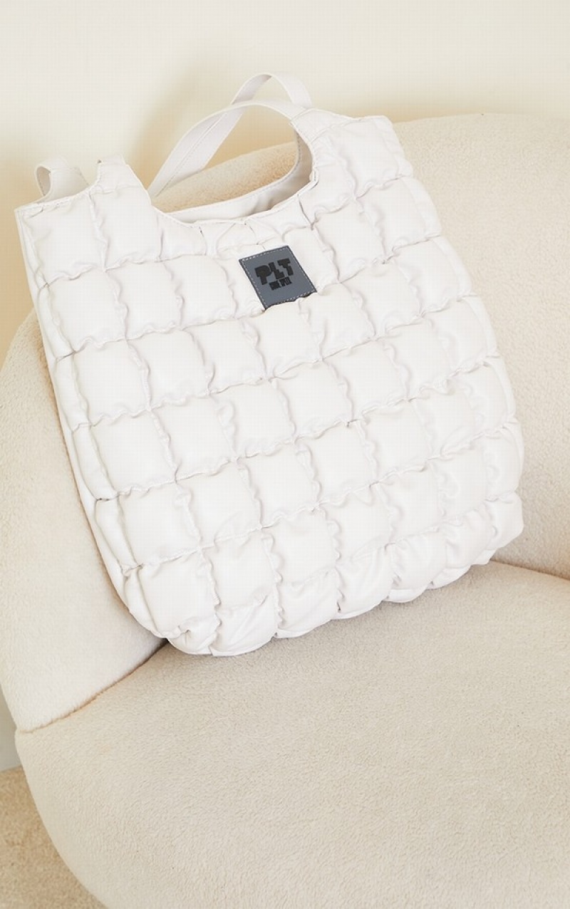 White Pretty Little Thing Padded Tote Bags | GDQNUOW-18