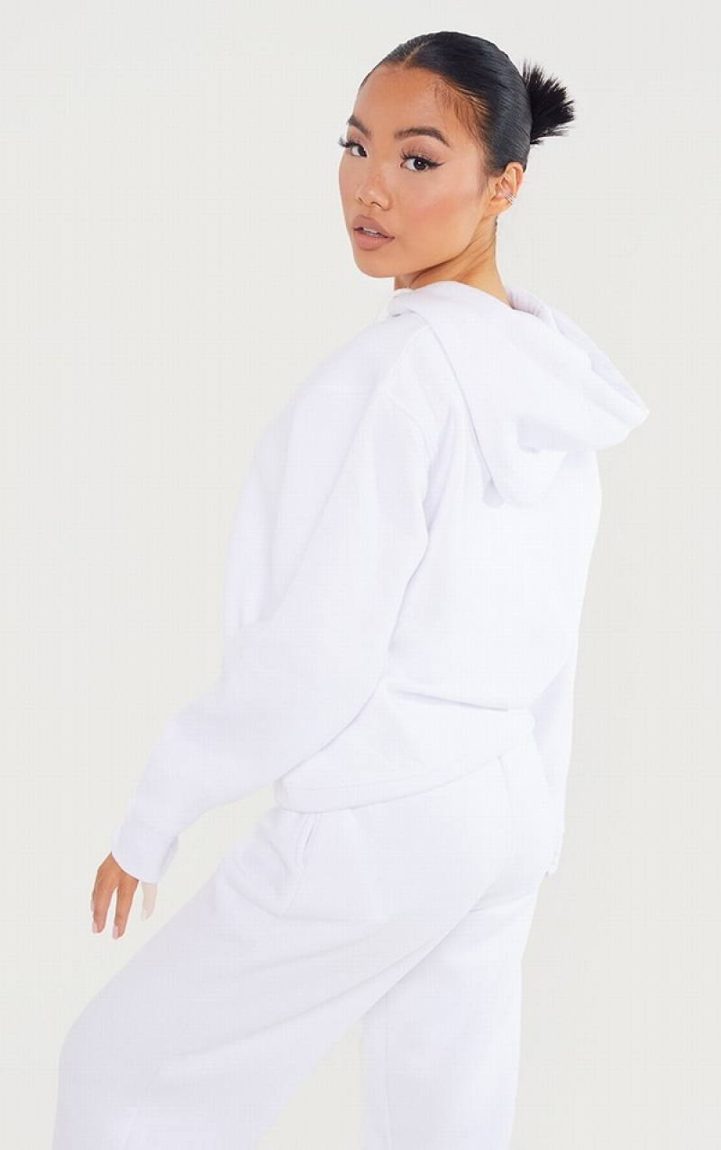 White Pretty Little Thing Petite Oversized Ultimate Hoodie | NSQJRFC-46