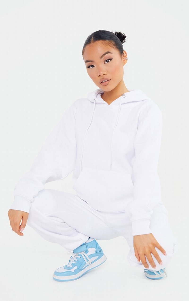 White Pretty Little Thing Petite Oversized Ultimate Hoodie | NSQJRFC-46