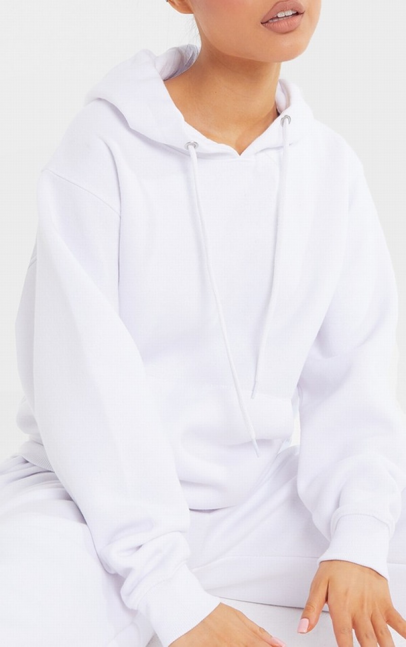 White Pretty Little Thing Petite Oversized Ultimate Hoodie | NSQJRFC-46