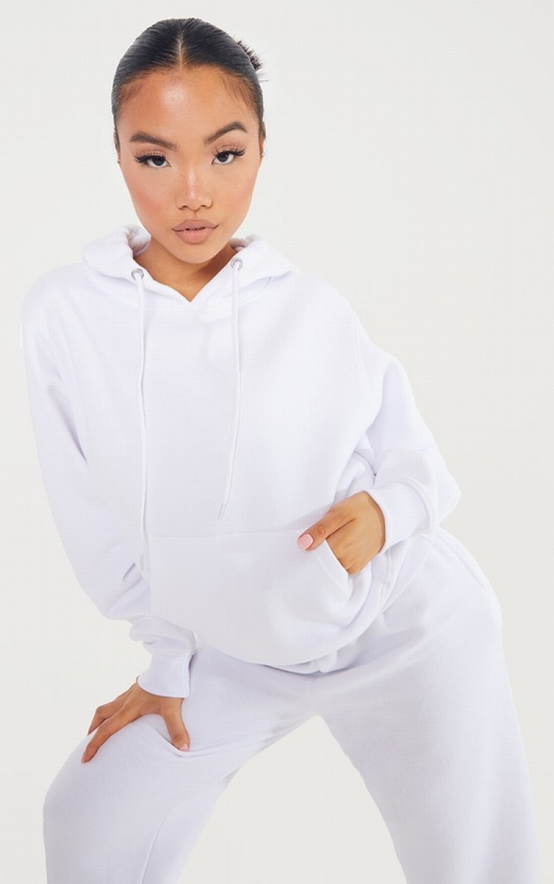 White Pretty Little Thing Petite Oversized Ultimate Hoodie | NSQJRFC-46