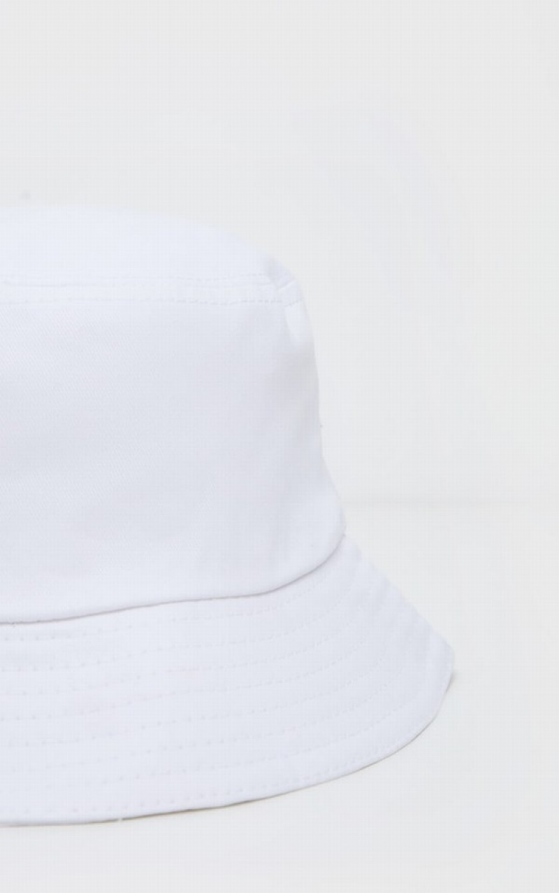 White Pretty Little Thing Plain Bucket Hats | AOENXTU-50