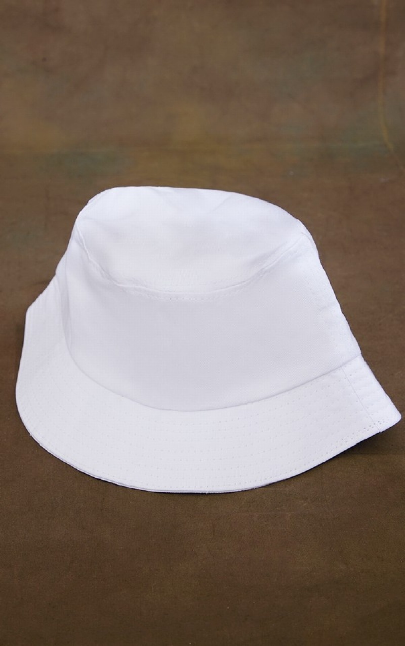 White Pretty Little Thing Plain Bucket Hats | AOENXTU-50