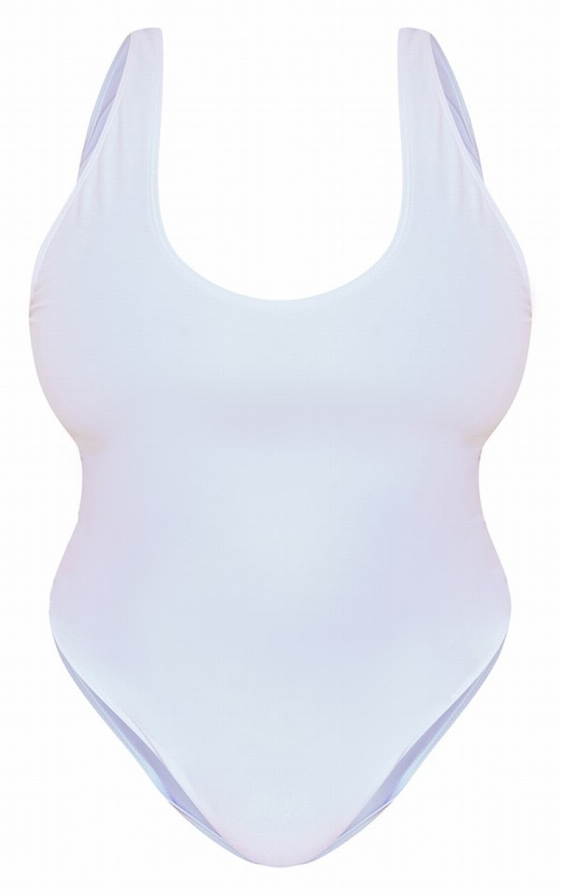 White Pretty Little Thing Plus Scoop Neck Swimsuits | NEGQFYW-45