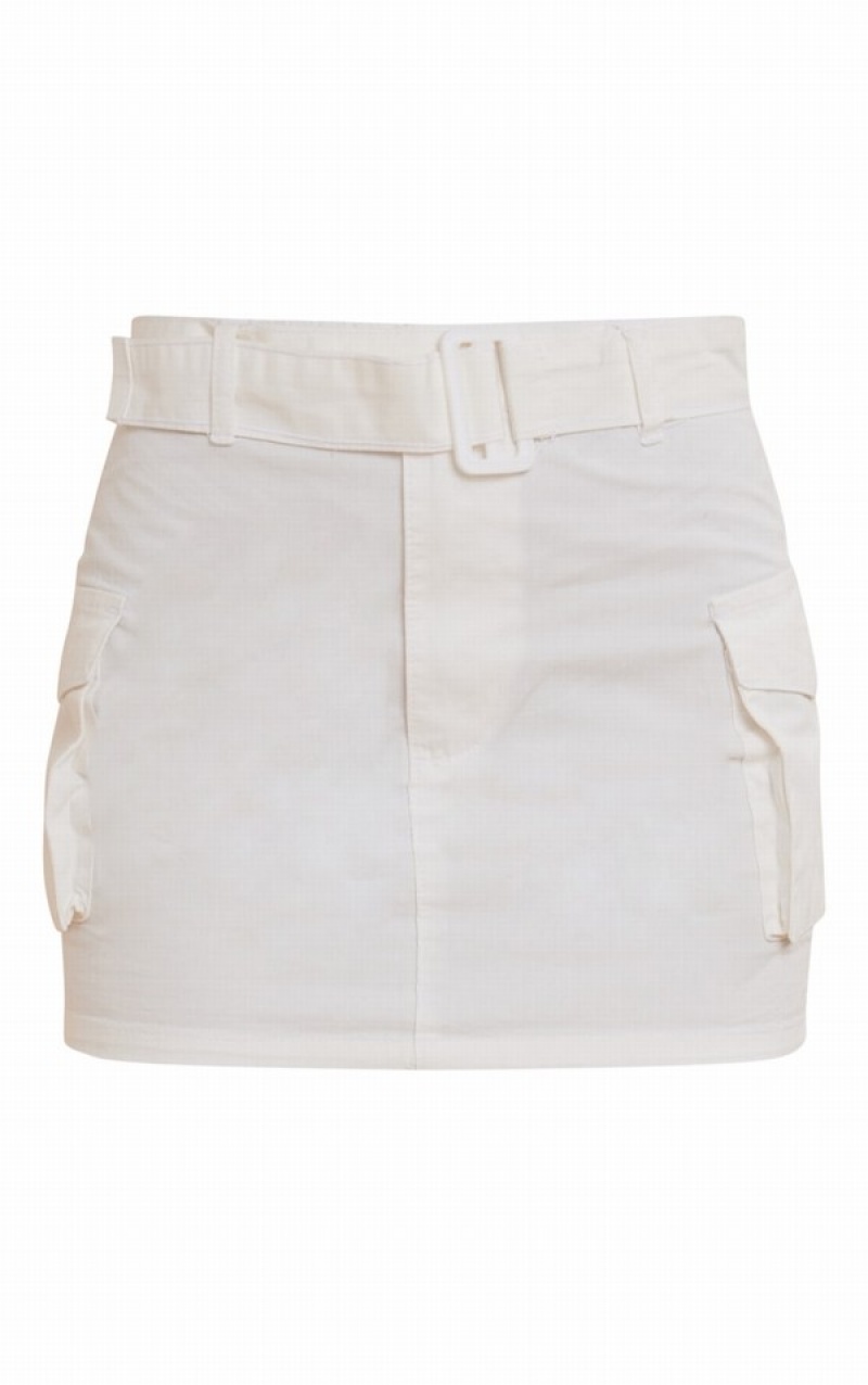 White Pretty Little Thing Ripstop Micro Cargo Skirts | DUZYBNL-38