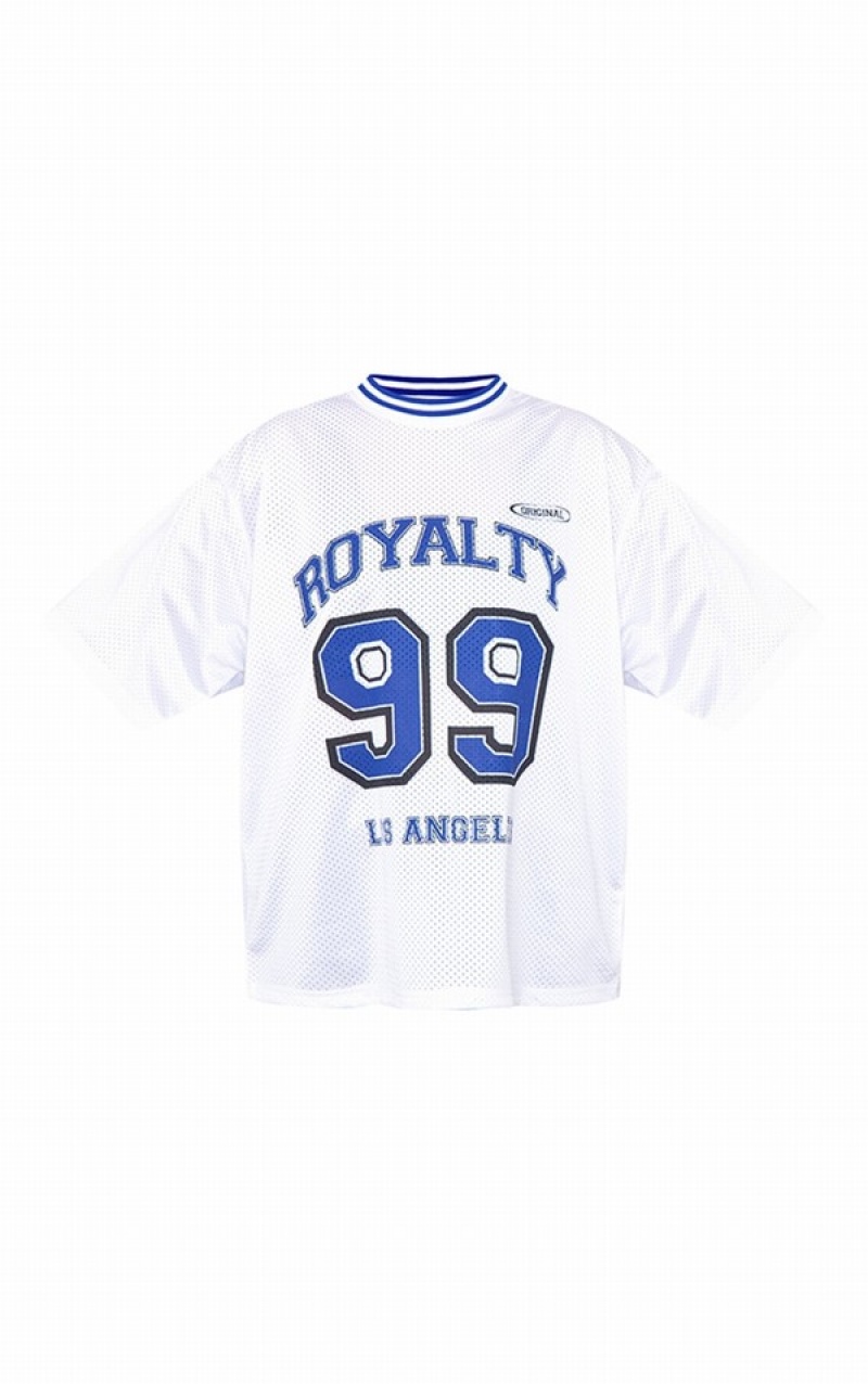 White Pretty Little Thing Royalty Mesh Baseball T-shirts | UJLOQSE-82