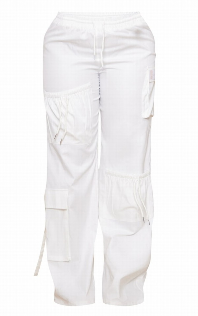 White Pretty Little Thing Shape Cargo Pocket Detail Wide Leg Sweatpants | QIZNCYO-93