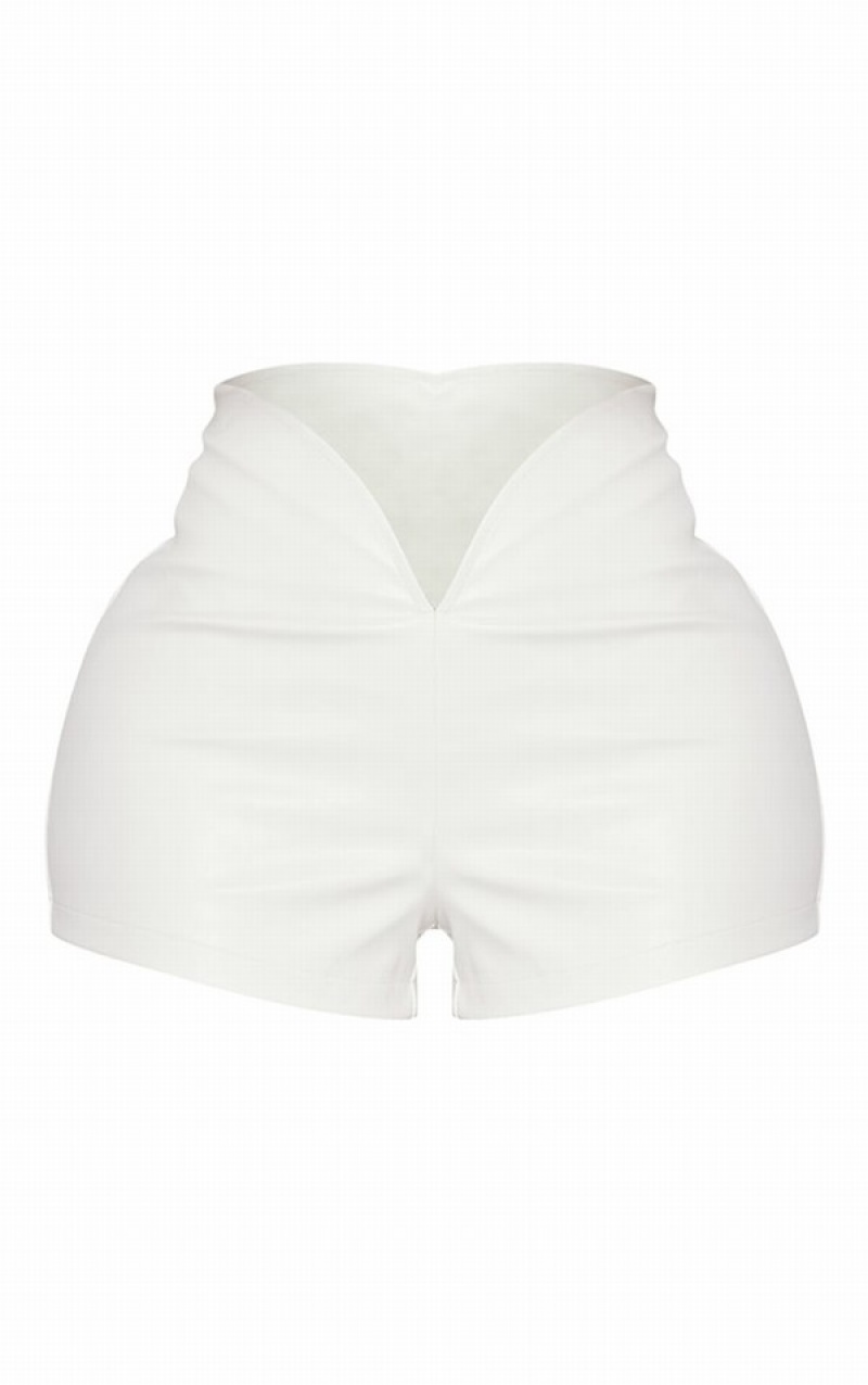 White Pretty Little Thing Shape Faux Leather Dip Waist Shorts | WBQYEZF-45