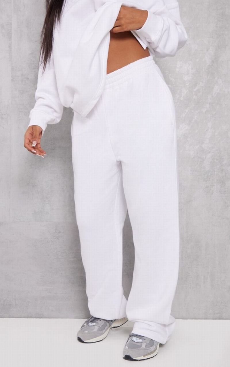 White Pretty Little Thing ShirWaist Seam Front Wide Leg Sweatpants | IYFAQRO-20