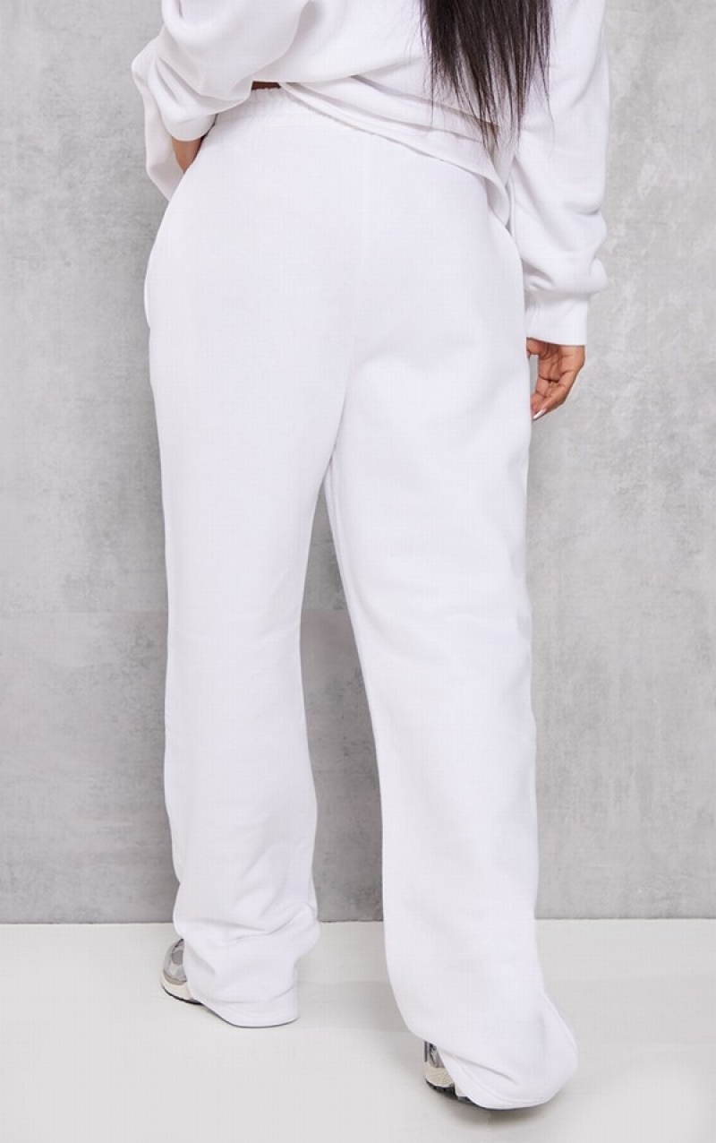 White Pretty Little Thing ShirWaist Seam Front Wide Leg Sweatpants | IYFAQRO-20