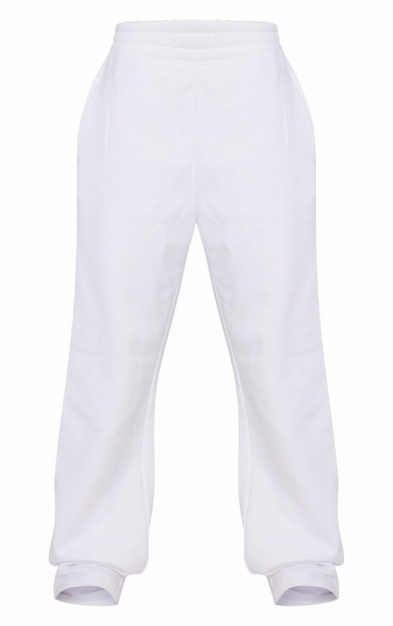 White Pretty Little Thing ShirWaist Seam Front Wide Leg Sweatpants | IYFAQRO-20