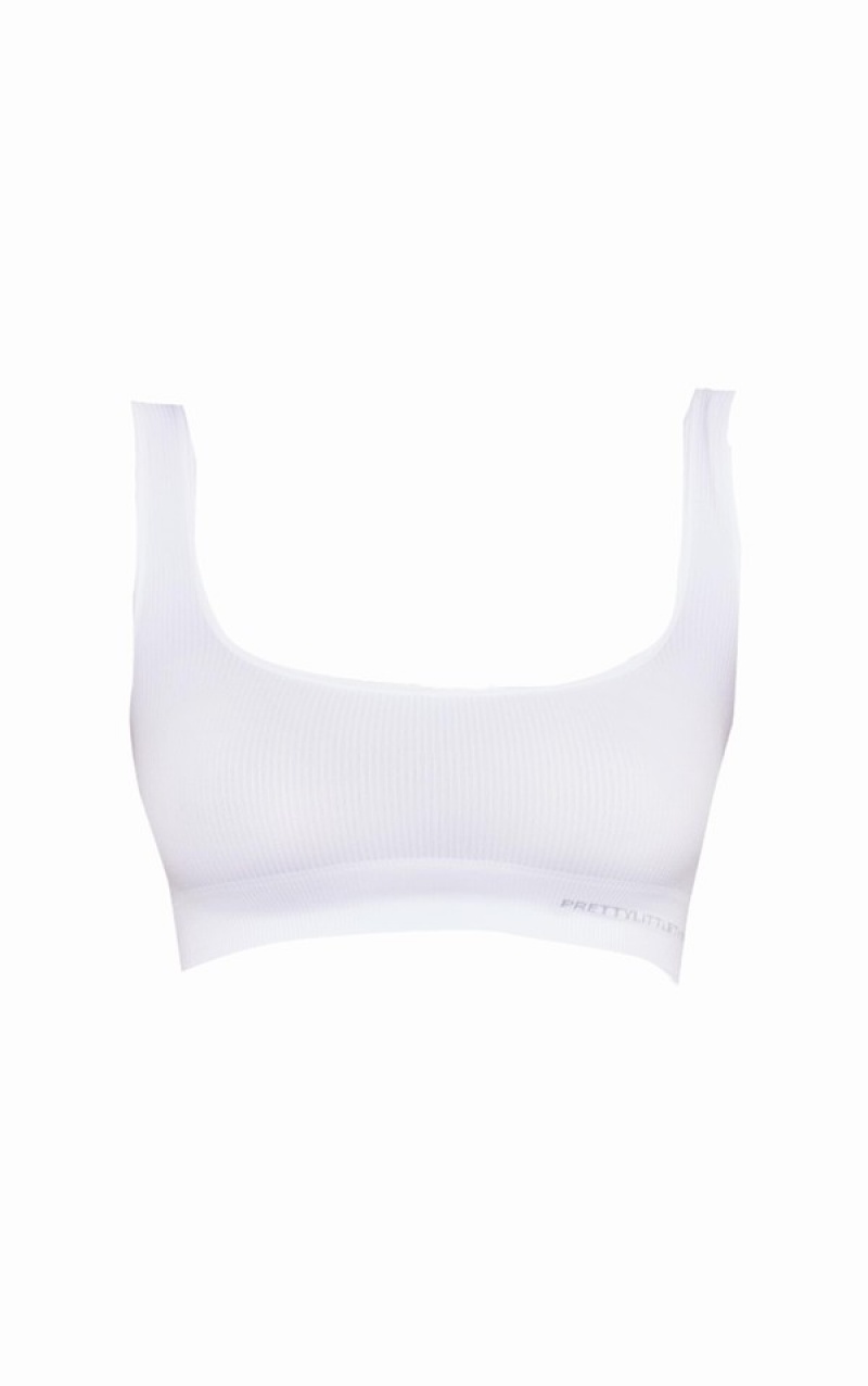 White Pretty Little Thing Tape Seamless Rib Square Neck Lingerie | QEKMYJB-40